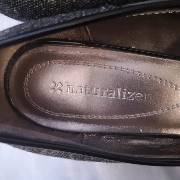 Naturalizer Ladies Size 8.5M Black & Grey Tweed Peep Toe Pumps - Picture 7 of 11